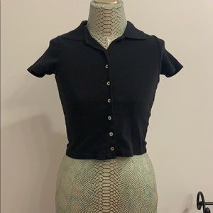 dark blue crop top short sleeve